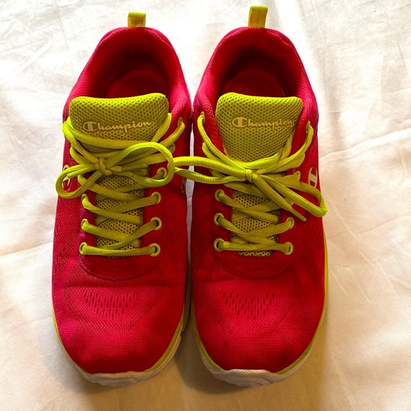Champion Women's Pink Yellow Neon Lace Up Sneakers 8.5 - Picture 3 of 8